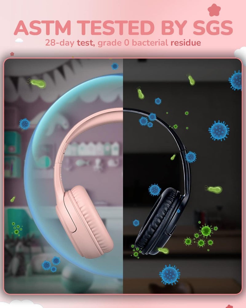 awatrue Kids Headphones with Microphone Foldable Stereo Tangle-Free 3.5mm Jack Wired Cord On-Ear Headset for Children/Teens/Boys/Girls/Smartphones/School/Kindle/Airplane Travel/Plane/Tablet (Pink) - Image 3